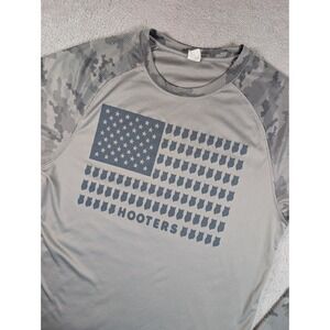 Paragon XP Hooters Owl American Flag Grey Camo Long Sleeve Shirt UPF 50+ Medium